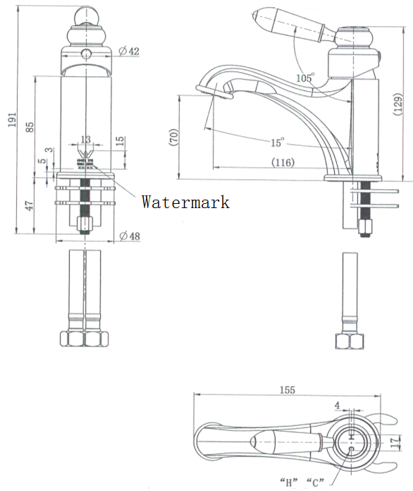 Modern National Bordeaux Basin Mixer Brushed Bronze