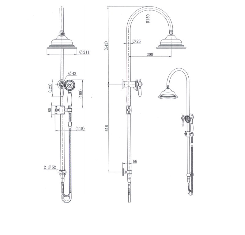 Modern National Bordeaux Twin Shower System Matte Black