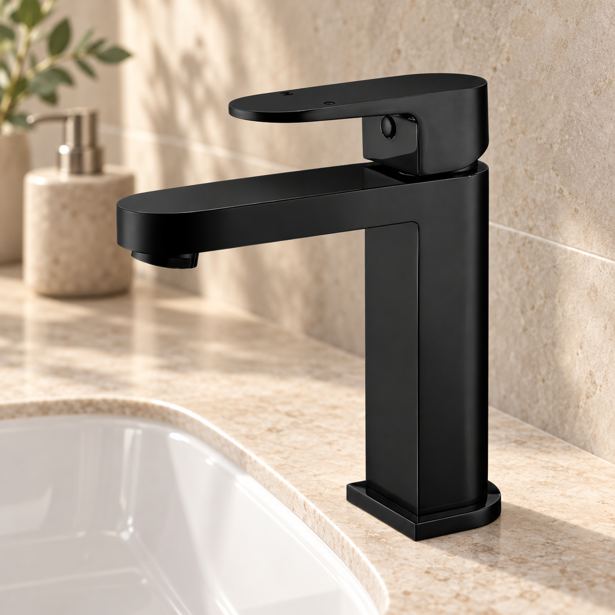 Modern National Eva Mini basin mixer in a styled bathroom preview