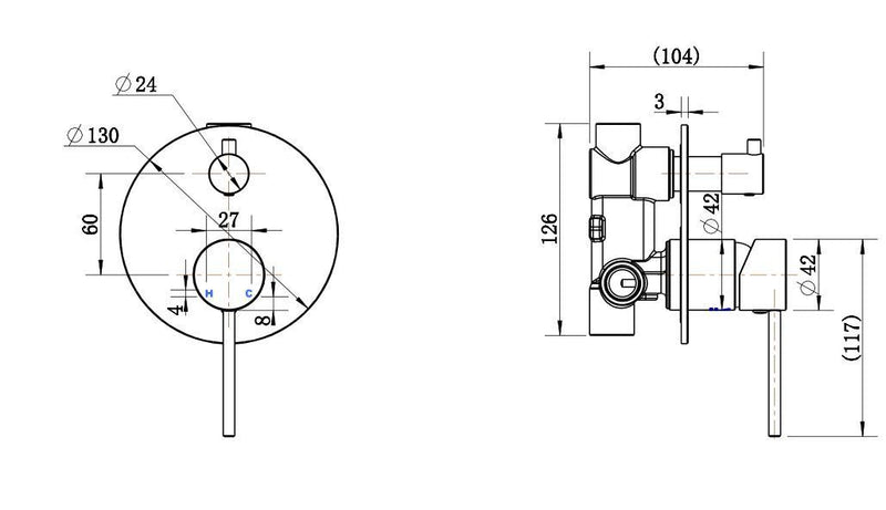 Modern National Star Mini Shower Mixer Diverter Warm Brushed Nickel