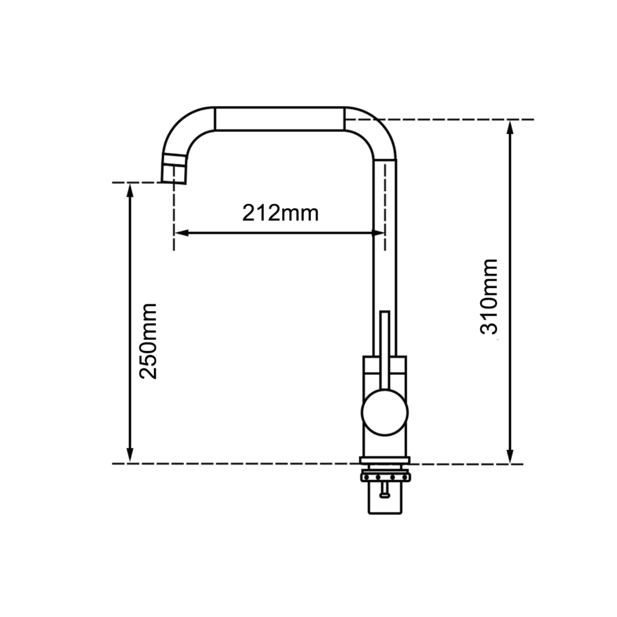 Aquaperla Round Matt Black Swivel Kitchen Sink Mixer Tap