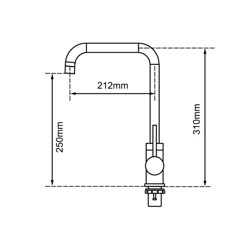 Aquaperla Round Matt Black Swivel Kitchen Sink Mixer Tap