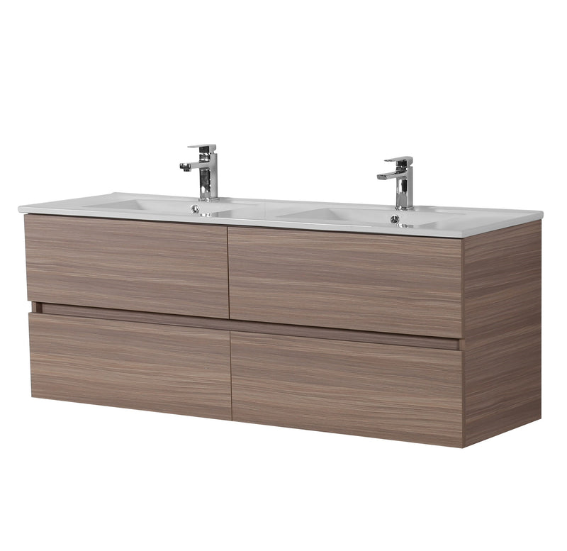 Stella PVC 1200 Oak Wall Hung Vanity Double Bowl