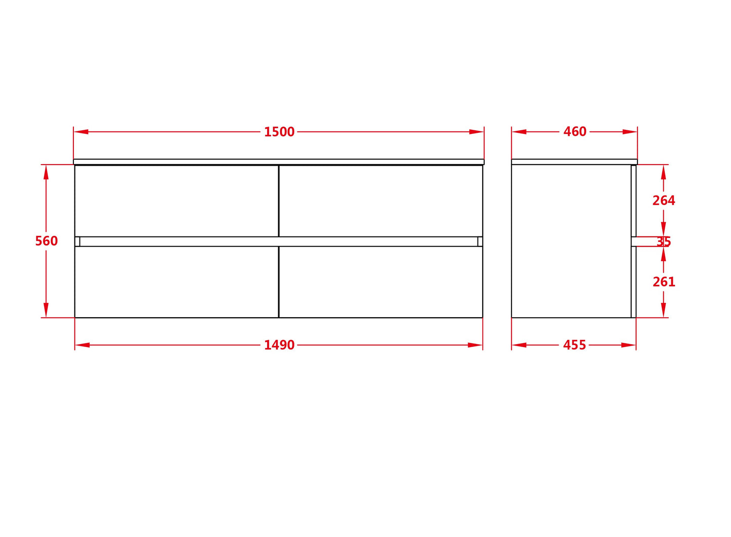 Stella PVC 1500 Walnut Wall Hung Vanity Double Bowl