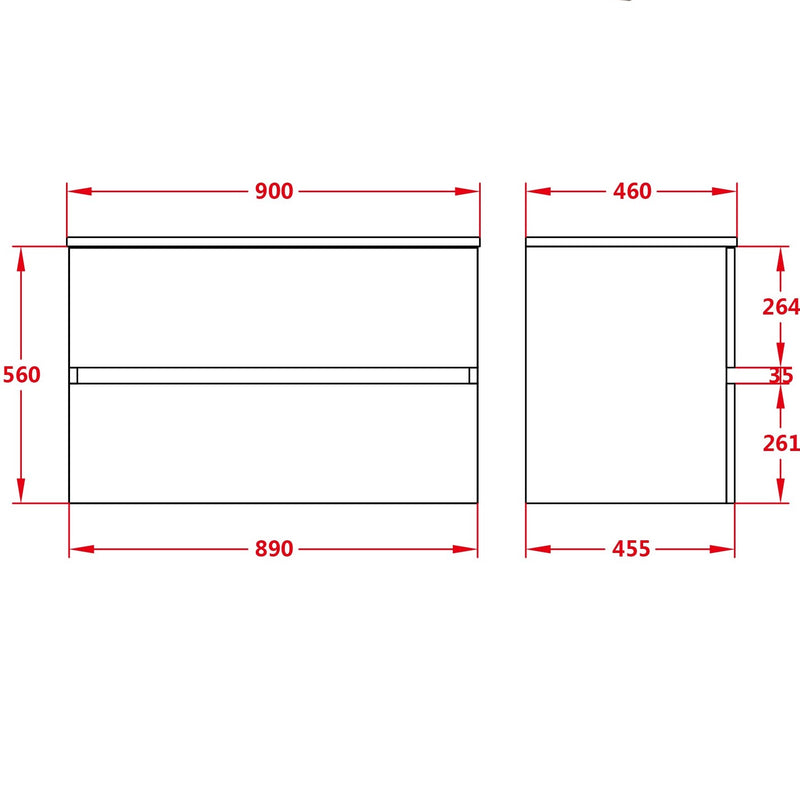 Stella Walnut 900 Wall Hung Vanity