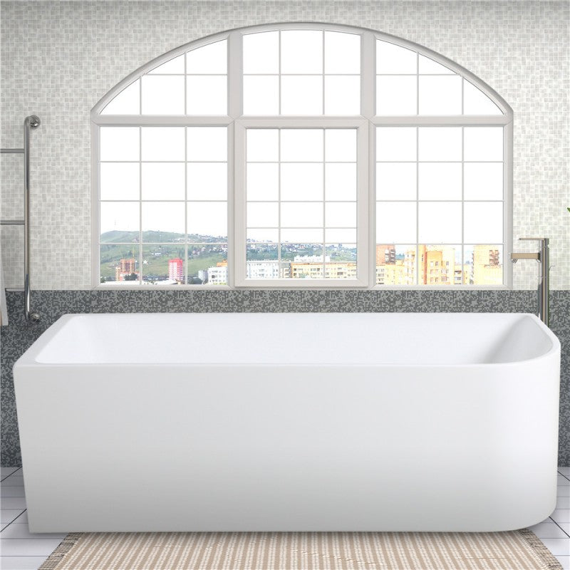 1500x730x510mm Bathtub Left Corner Back to Wall Acrylic Gloss White Freestanding Bath tub