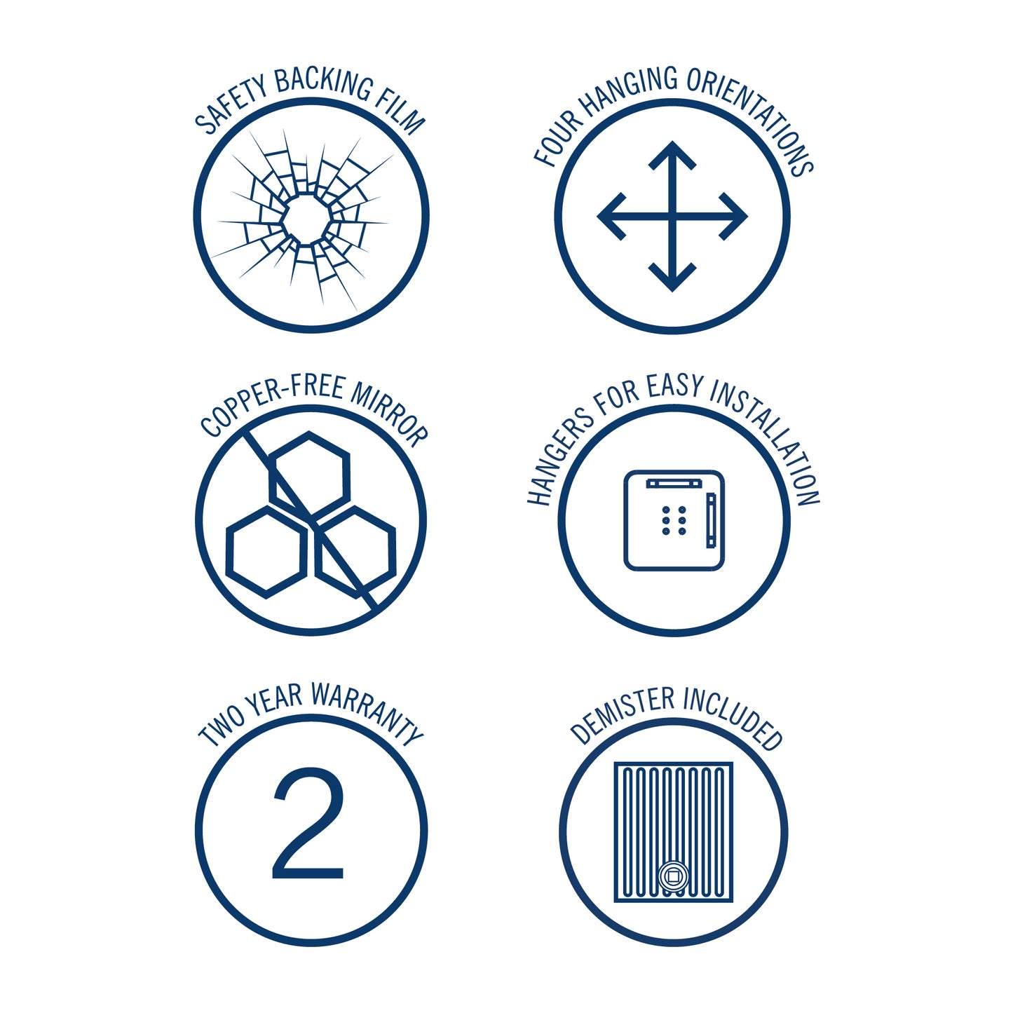 Thermogroup 1500x1100x11mm D-Shaped Polished Edge Mirror (Hanger Fixings)