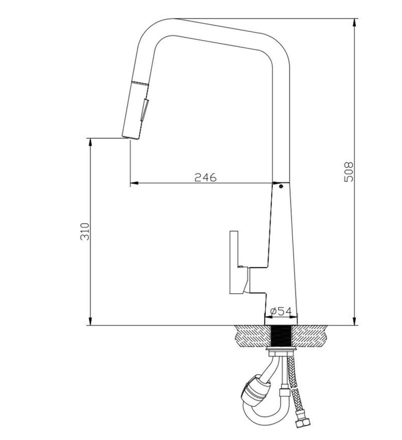 Ovia Pull Out Matte Black Kitchen Mixer Number 7