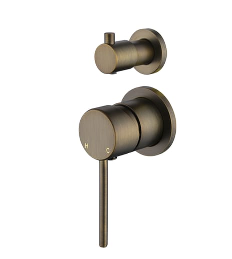 Star Mini Wall Shower Diverter Mixer Antique Brass Separate Plates