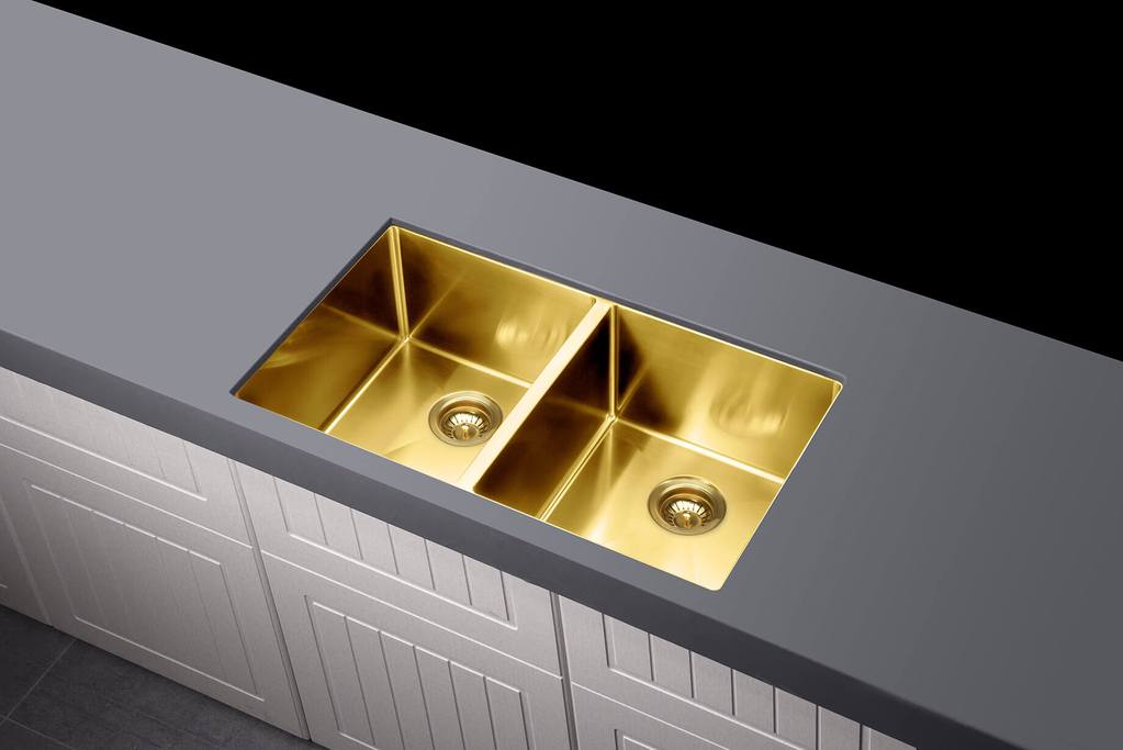 Meir 1.5 Bowl PVD Kitchen Sink 670mm - Brushed Bronze Gold