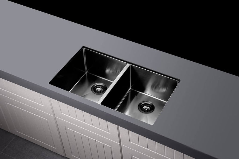 Meir Double Bowl PVD Kitchen Sink 860mm - Gunmetal Black