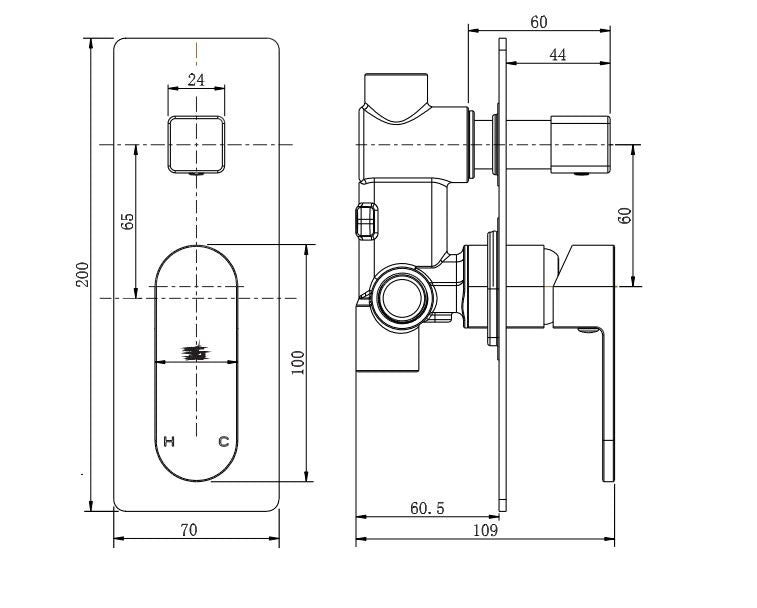 Modern National Eva Mini Shower Mixer with Diverter - Chrome