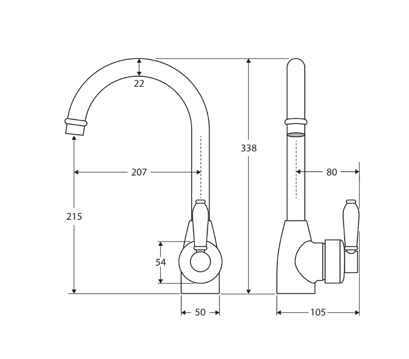 Fienza Eleanor Gooseneck Sink Mixer - Matte Black/Ceramic