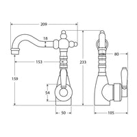 Fienza Eleanor Shepherds Crook Basin Mixer - Chrome/Ceramic