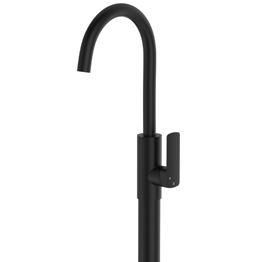 Fienza Tono Floor Mounted Basin/Bath Mixer, Matte Black