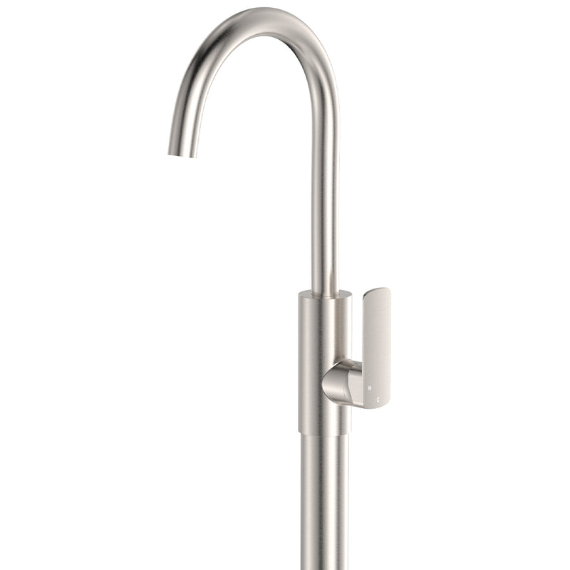 Fienza Tono Floor Mounted Basin/Bath Mixer, Brushed Nickel