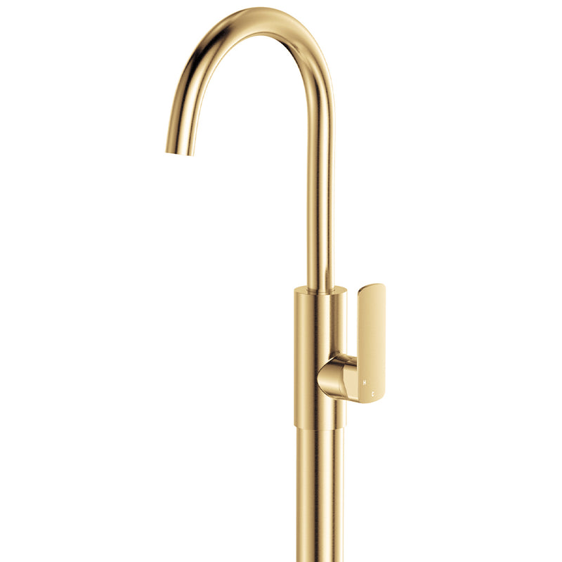 Fienza Tono Floor Mounted Basin/Bath Mixer, Brushed Gold (Urban Brass)