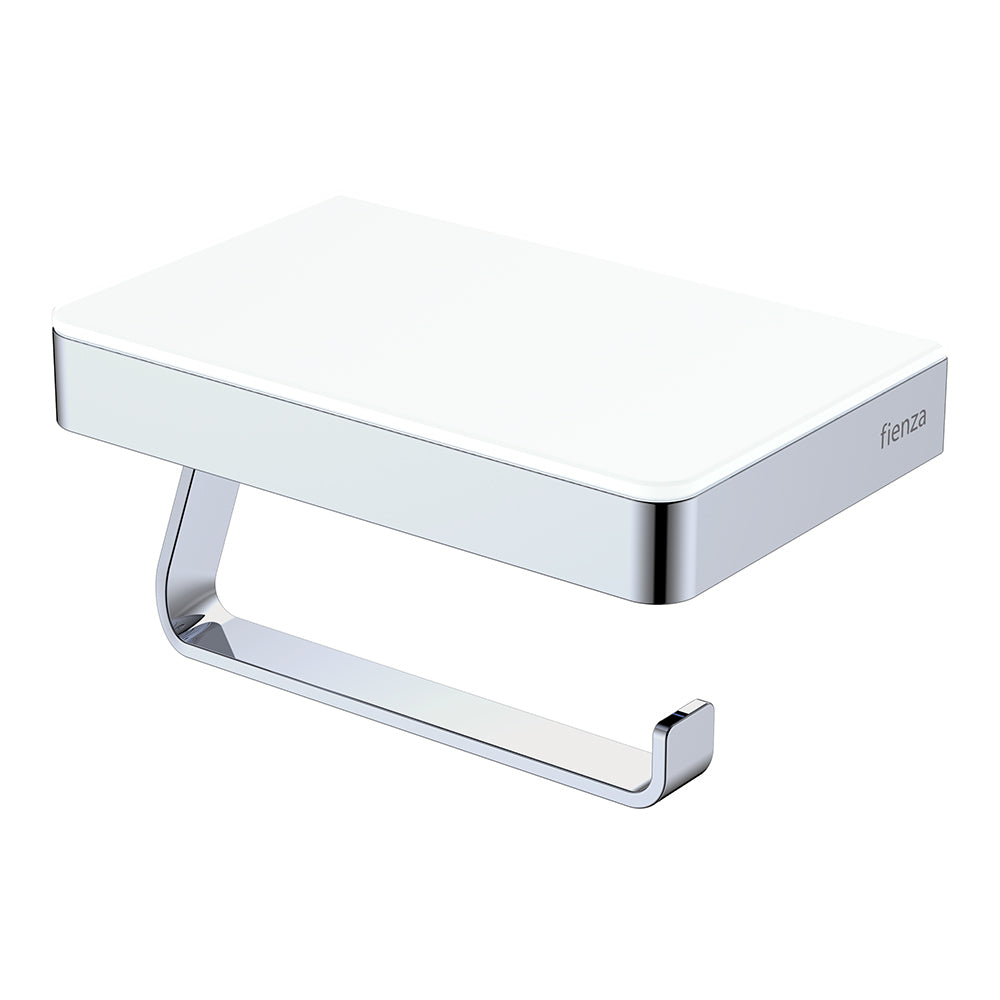 Fienza Tono Toilet Roll Holder with Glass Shelf, Chrome