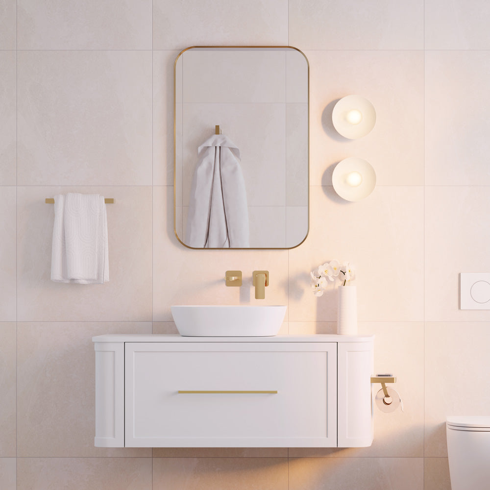 Fienza Tono Brushed Gold (Urban Brass) Soft Square Framed Mirror, 600 x 900mm
