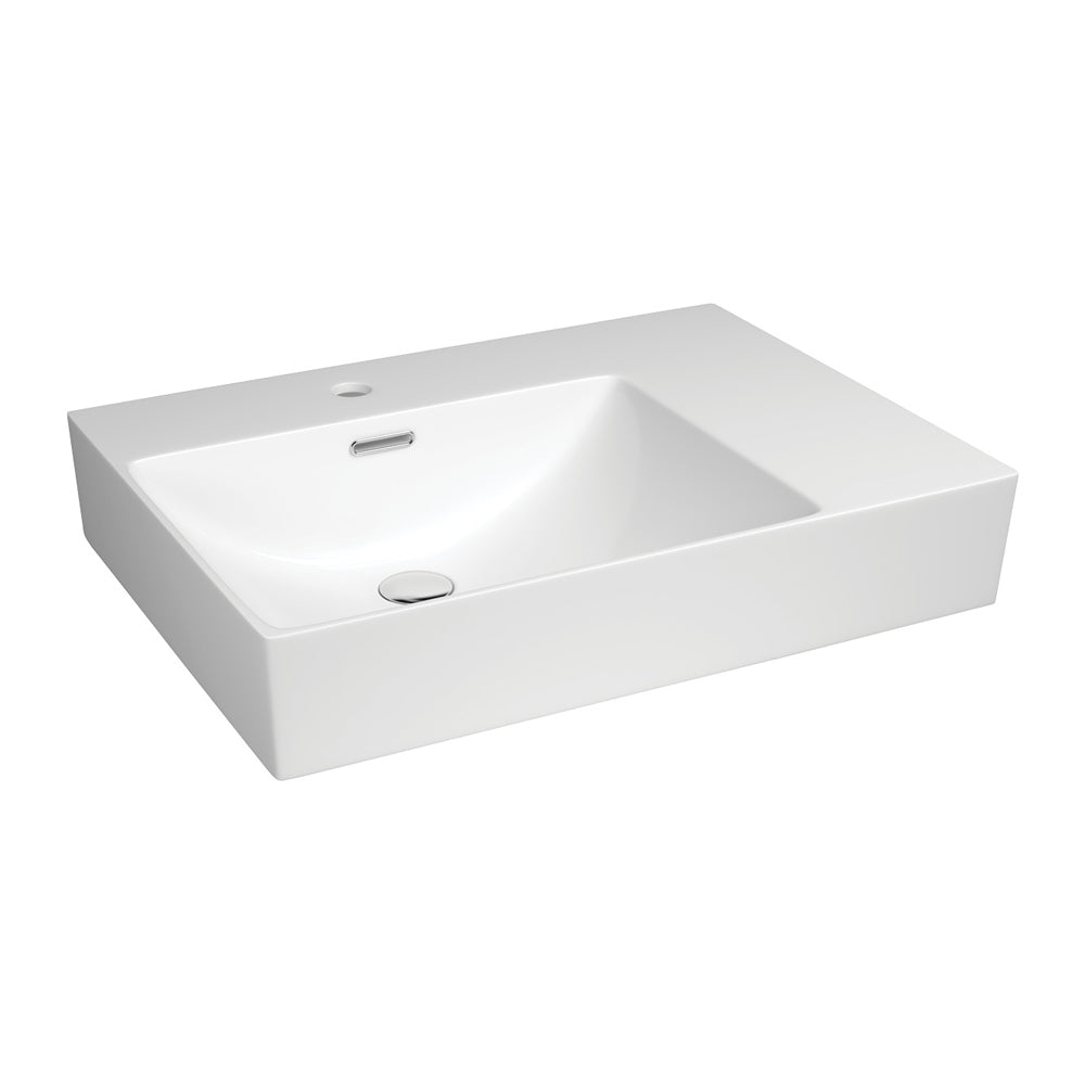 Fienza Tono Care Wall Basin, Left Bowl - 1 Tap Hole