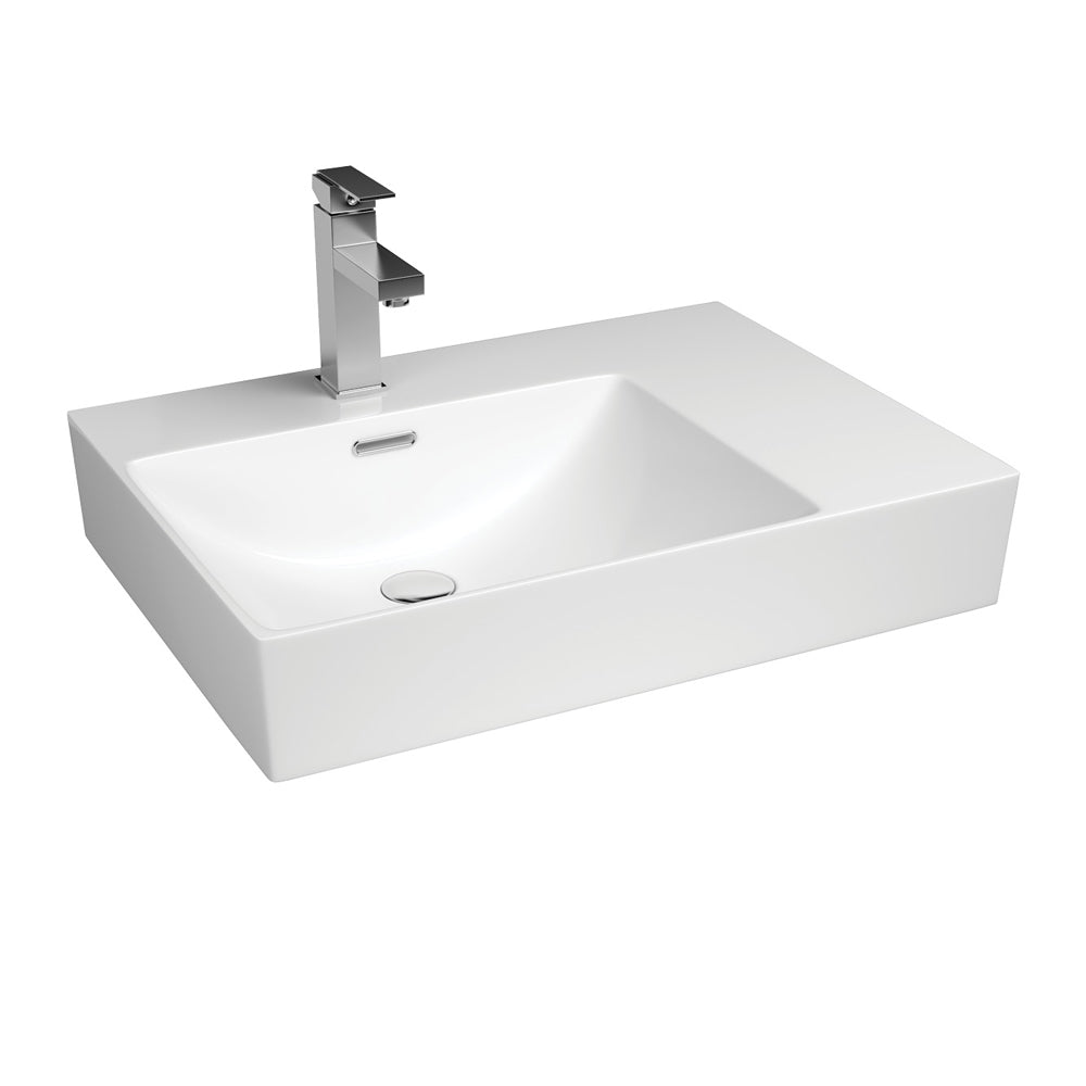 Fienza Tono Care Wall Basin, Left Bowl - 1 Tap Hole