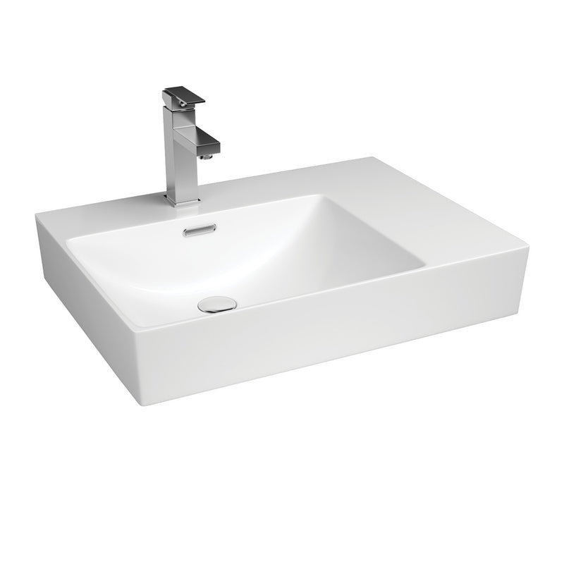 Fienza Tono Care Wall Basin, Left Bowl - 1 Tap Hole