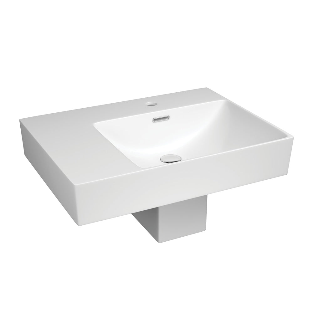 Fienza Tono Care Wall Basin with Integral Shroud, Right Bowl - 1 Tap Hole