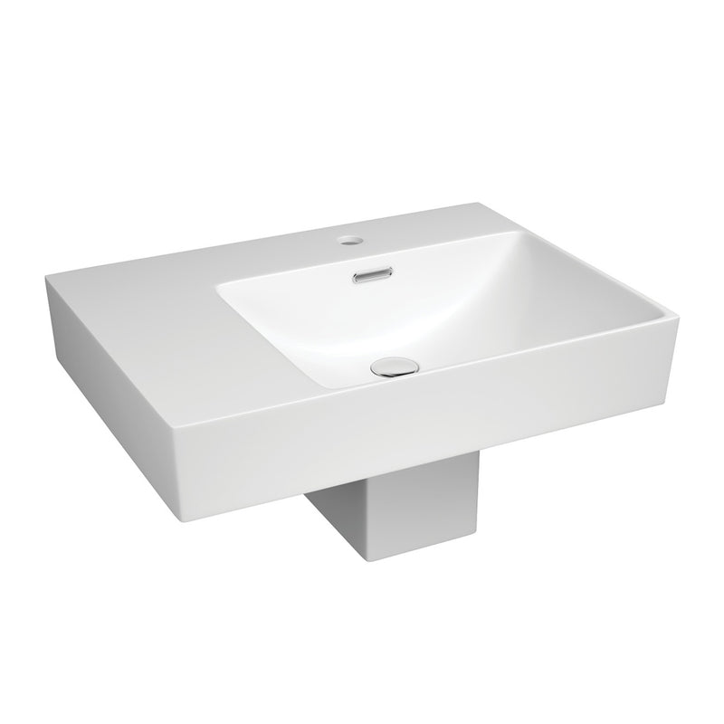 Fienza Tono Care Wall Basin with Integral Shroud, Right Bowl - 1 Tap Hole