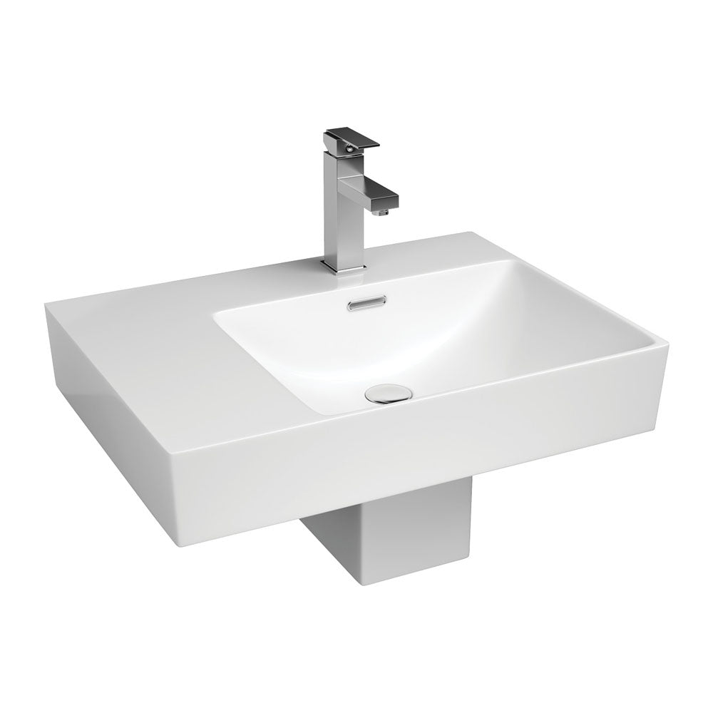 Fienza Tono Care Wall Basin with Integral Shroud, Right Bowl - 1 Tap Hole