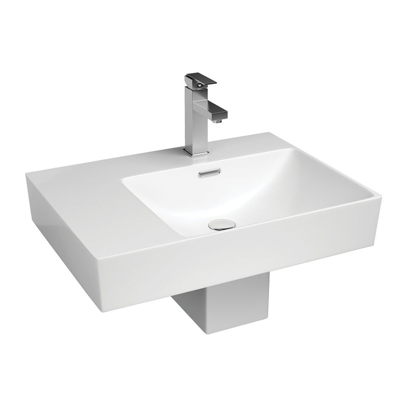 Fienza Tono Care Wall Basin with Integral Shroud, Right Bowl - 1 Tap Hole