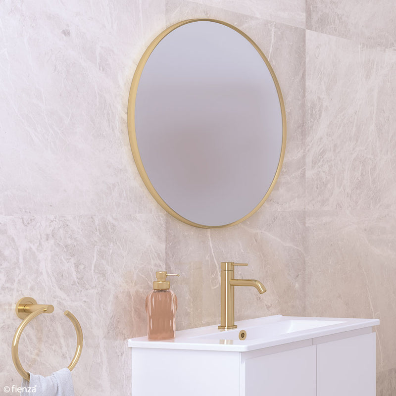 Reba Urban Brass Gold Framed Round Mirror 600mm