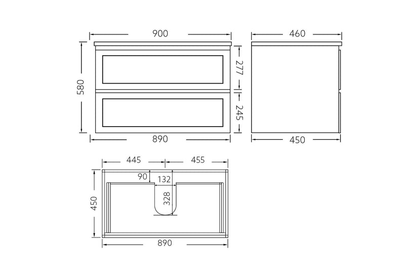 Matte White Fremantle 900 Wall Hung Vanity
