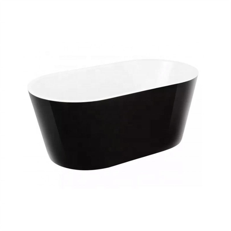 1500x745x580mm Ovia Oval Bathtub Freestanding Acrylic Gloss Black and Gloss White Bath tub NO Overflow