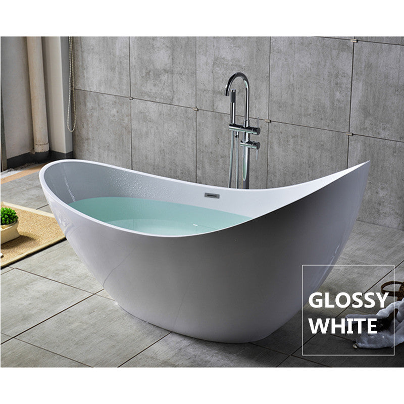 2000x800x1060mm Posh Oval Bathtub Freestanding Acrylic GLOSSY White Bath tub With Overflow