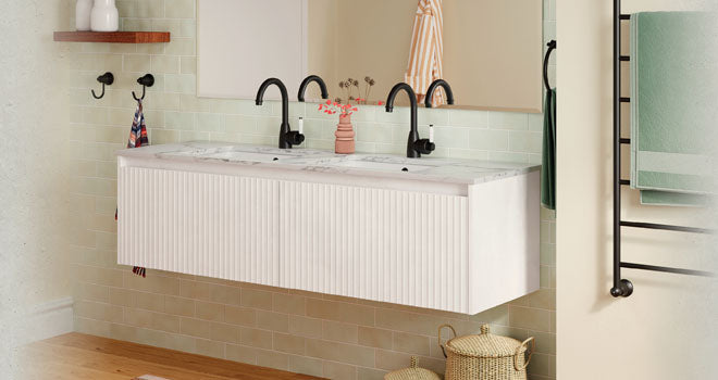 Fienza Alina Groove Satin White 1500 Wall-Hung Cabinet