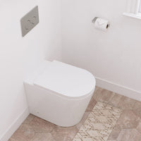Geberit Sigma 8 Aluca Rimless Tornado in Wall Cistern Toilet Suite with White Button Chrome Trim