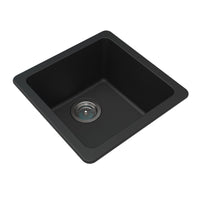 Aquaperla 420mm Single Bowl Granite Square Kitchen Sink - Black