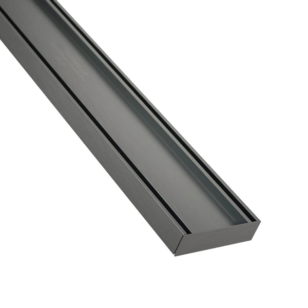Lauxes Slimline 100 x 26mm Tile Insert Linear Drain Kit - Gunmetal - 1m, 1.6m & 2m