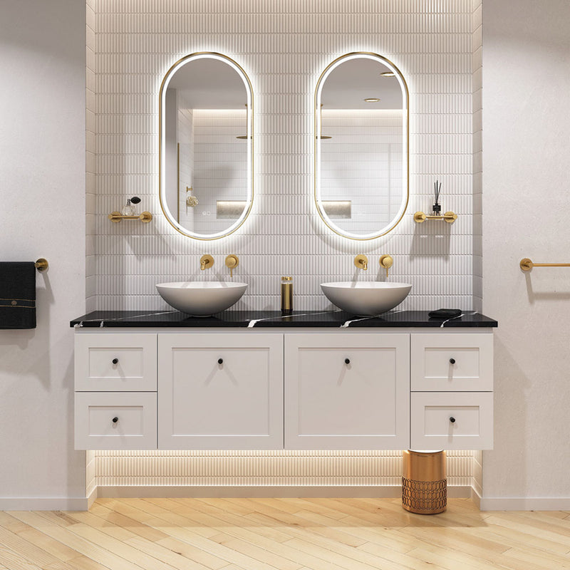 Fienza Empire LED Urban Brass Framed Mirror, 600 x 1200mm