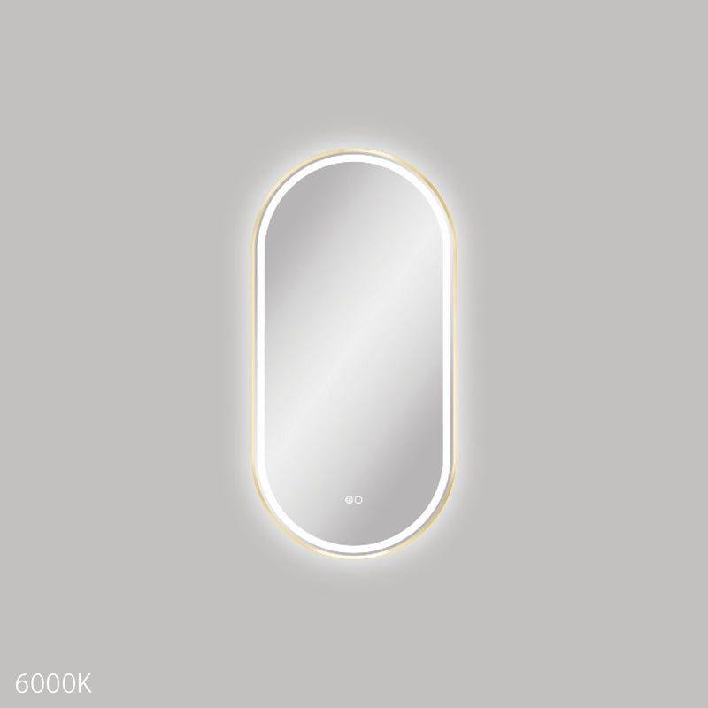 Fienza Empire LED Urban Brass Framed Mirror, 600 x 1200mm