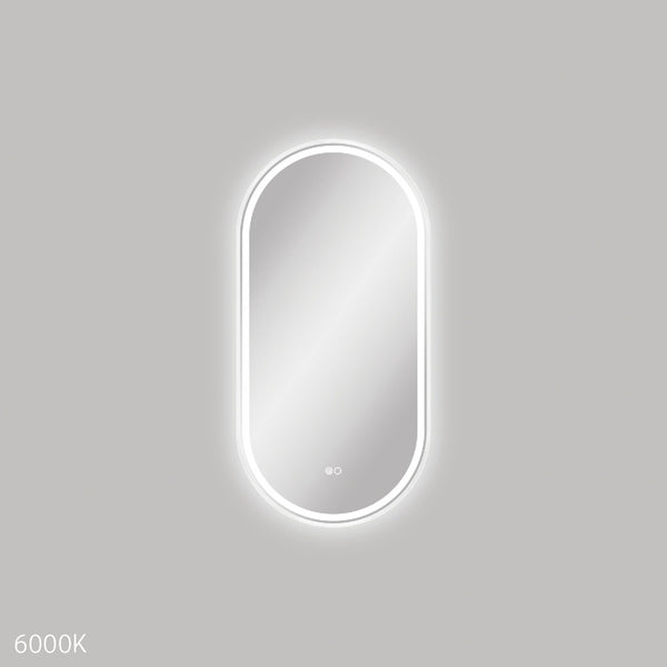 Fienza Empire LED Matte White Framed Mirror, 600 x 1200mm