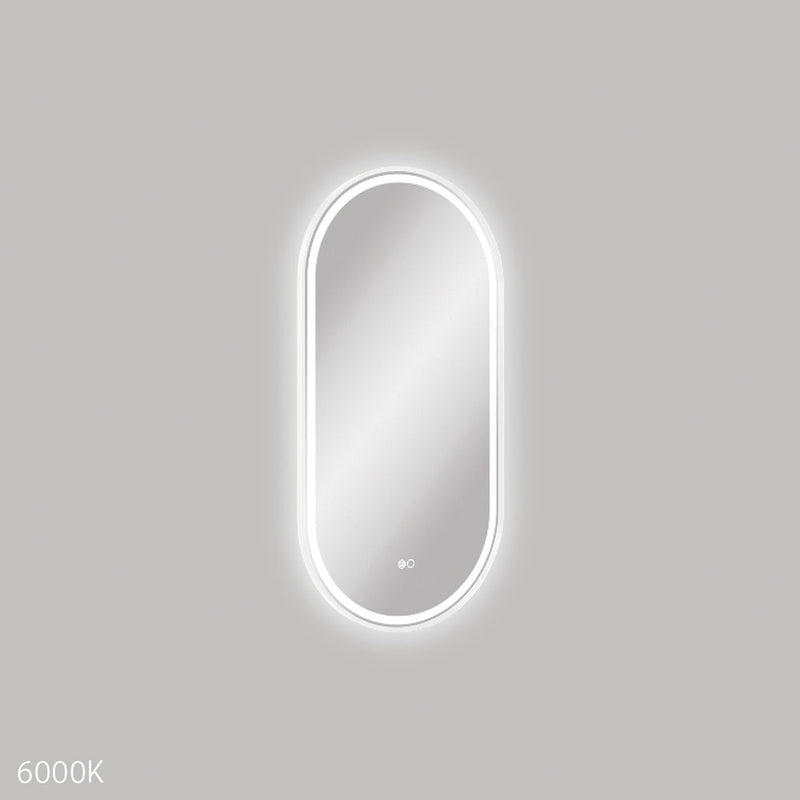 Fienza Empire LED Matte White Framed Mirror, 600 x 1200mm