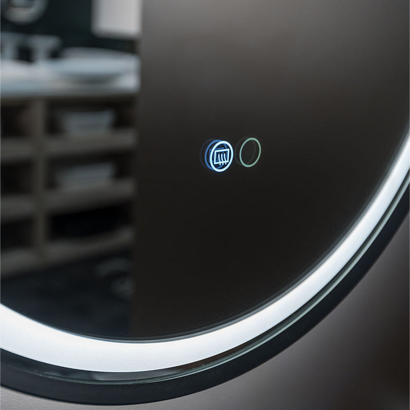 Fienza Reba LED Matte Black Framed Mirror, 700mm