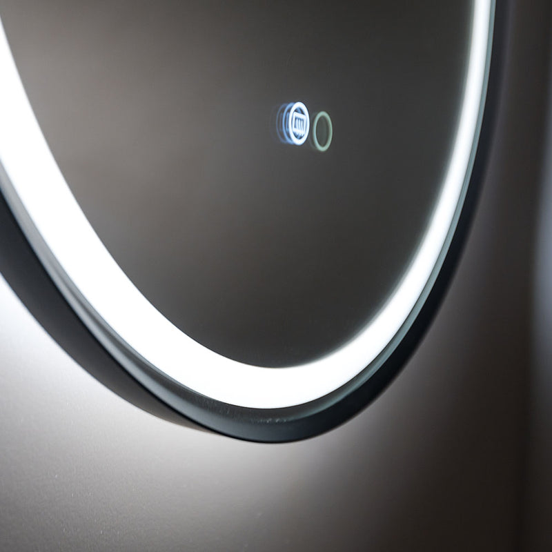 Fienza Reba LED Matte Black Framed Mirror, 700mm