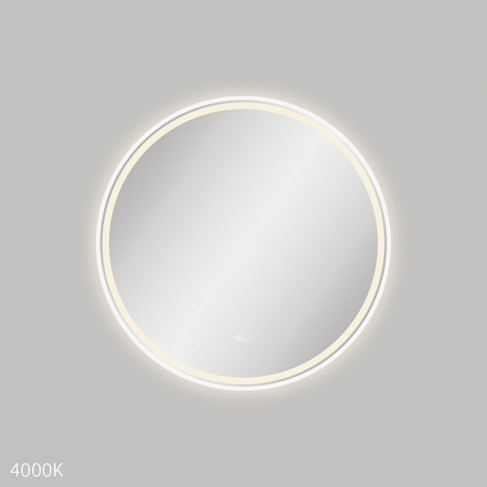 Fienza Reba LED Matte White Framed Mirror, 900mm