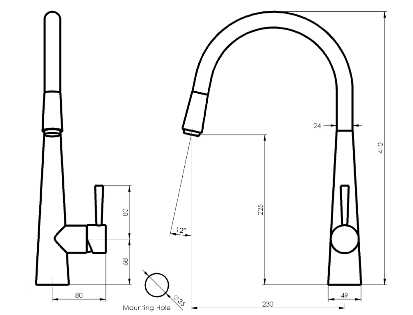 Greens Galiano Pull-Down Sink Mixer Matte Black