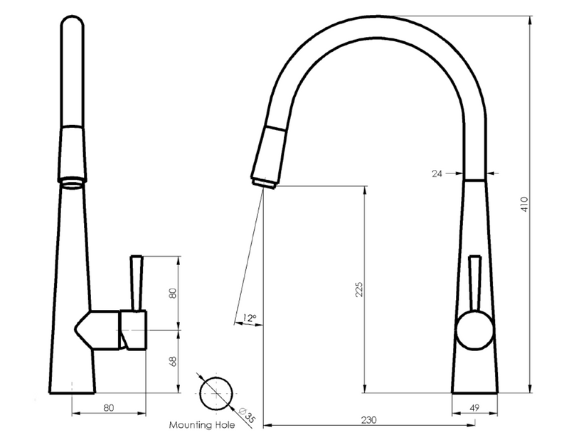 Greens Galiano Pull-Down Sink Mixer Matte Black