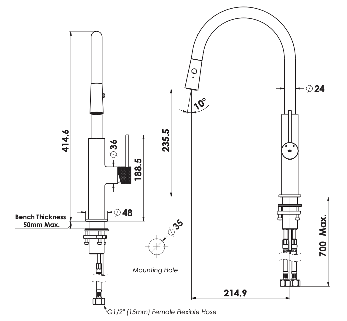 Greens Maci Pull-Down Sink Mixer Matte Black