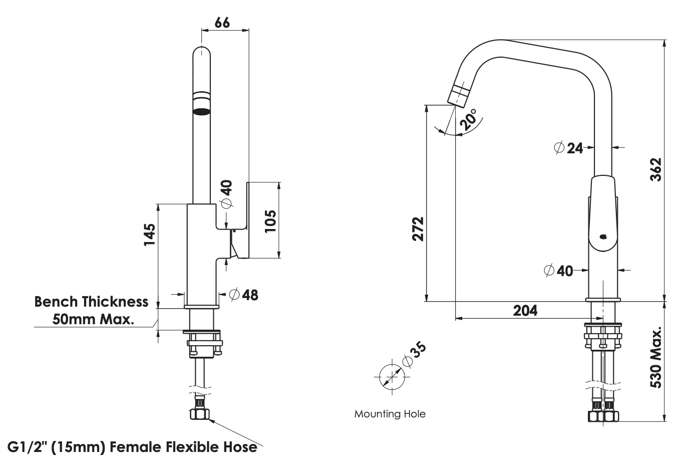Greens Novi Gooseneck Sink Mixer w/Smart Aerator Brushed Brass