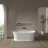 Lukka Dulwich Gloss White bath in a styled bathroom